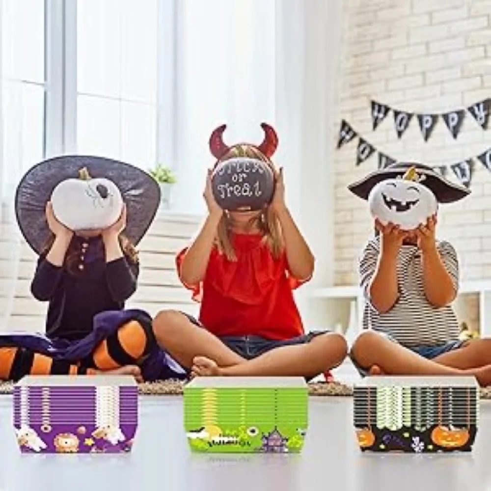 WorldBazaar Halloween Paper Food Trays 60PCS Disposable Party Treat Snack Holder